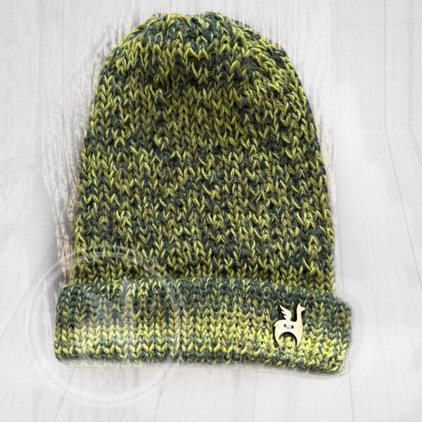 3green alpaca wool beanie handmade heartpattern Ireland