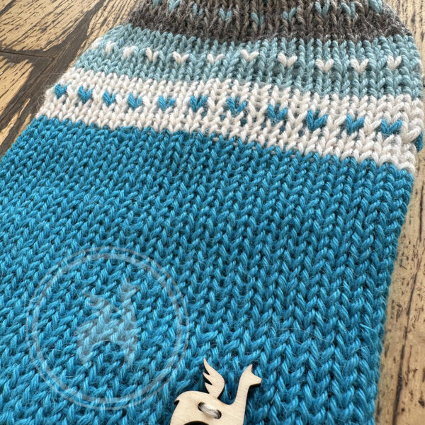 Blue grey alpaca wool heart pattern detail Ireland