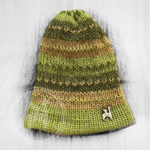 Green alpaca wool beanie handmade heartpattern Ireland