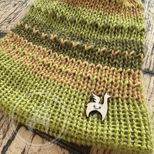 Green alpaca wool beanie handmade heartpattern detail Ireland