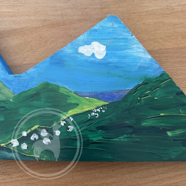 Handmade painting sheep landscape detail Ireland