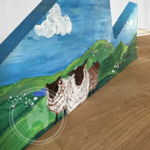 Handmade painting sheep landscape detail Ireland