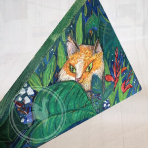 Handpaint recycling wood original craft fox detail Ireland