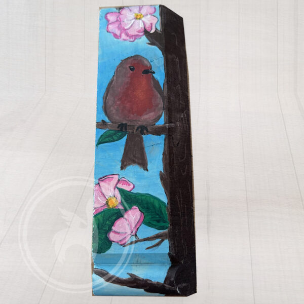Handpaint recycling wood original craft robin Ireland