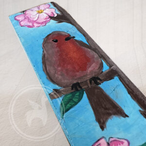 Handpaint recycling wood original craft robin detail Ireland