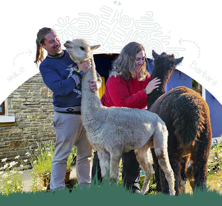 Mike & barbara from the flying alpaca, clare Ireland