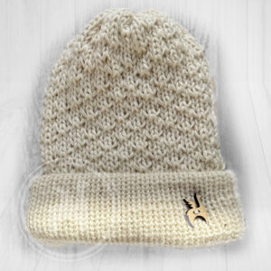 White alpaca wool beanie handmade Ireland