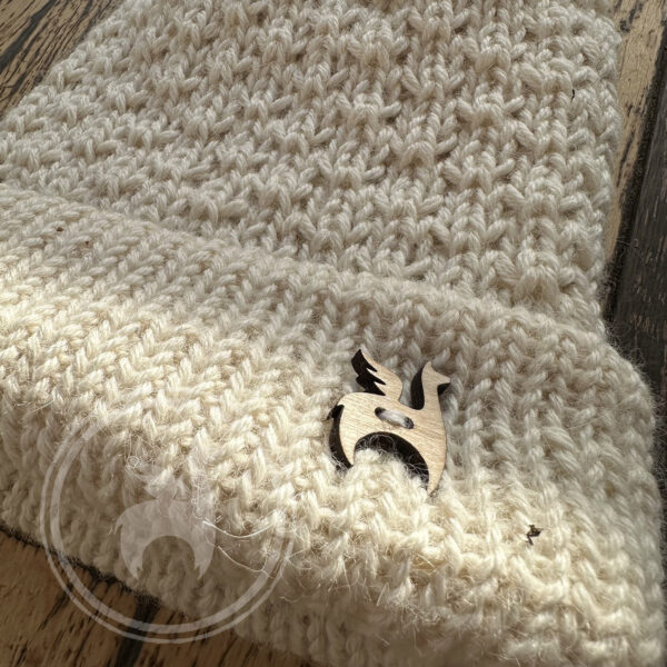 White alpaca wool beanie handmade detail Ireland